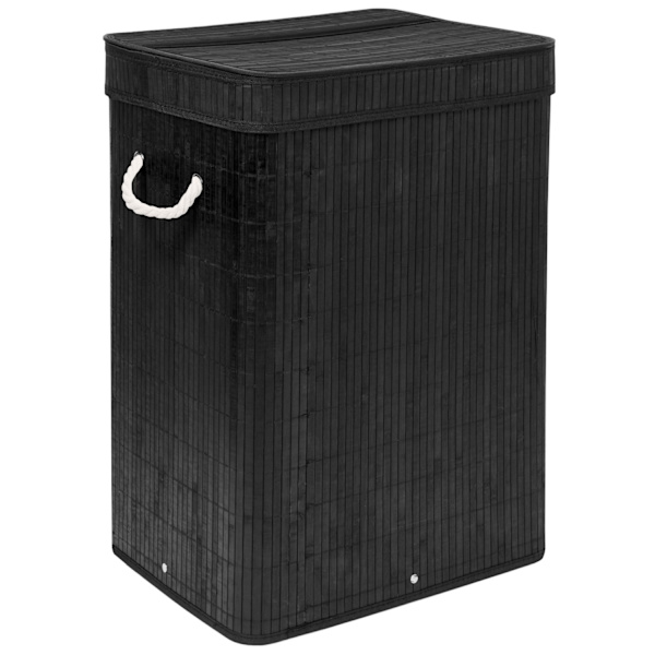 Bambu tvättkorg med lock, 80L, svart 1800