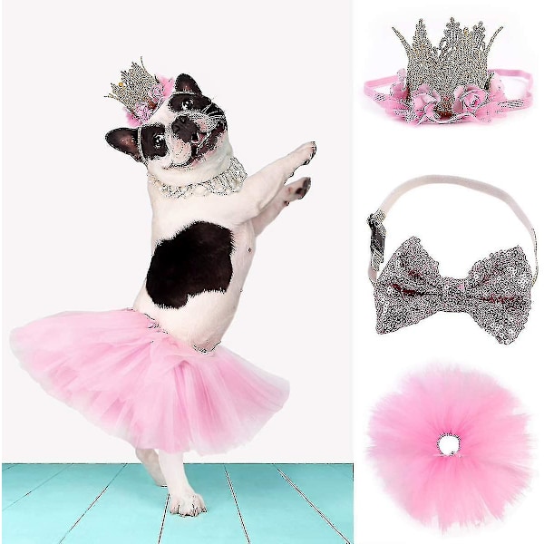 Husdjur - Fluga Tutu Kjol Hatt Och Paljett Fluga För Katt Flicka Outfit För Hund Bröllop