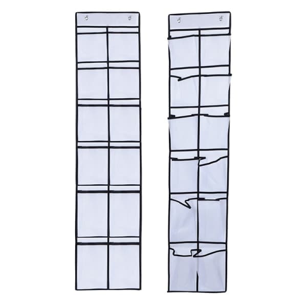 Slim Over the Door Hanging Shoe Storage Door, White, 2-pack