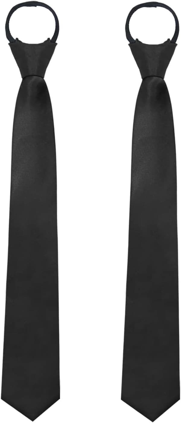 Skoleslips for gutter, justerbart ferdigknyttet glidelåsslips til bryllup, konfirmasjon, uniformer, 14 tommer, 2 stk – svart 2pcs-black