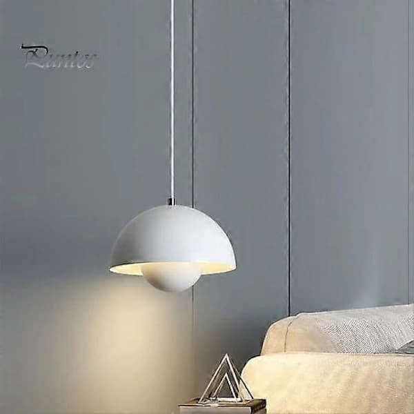 Simple Flower-shaped Lampshade Small Chandelier Adjustable Cable Length Three Light Colors Modern Globe Kitchen Dining Room Ceiling Light White