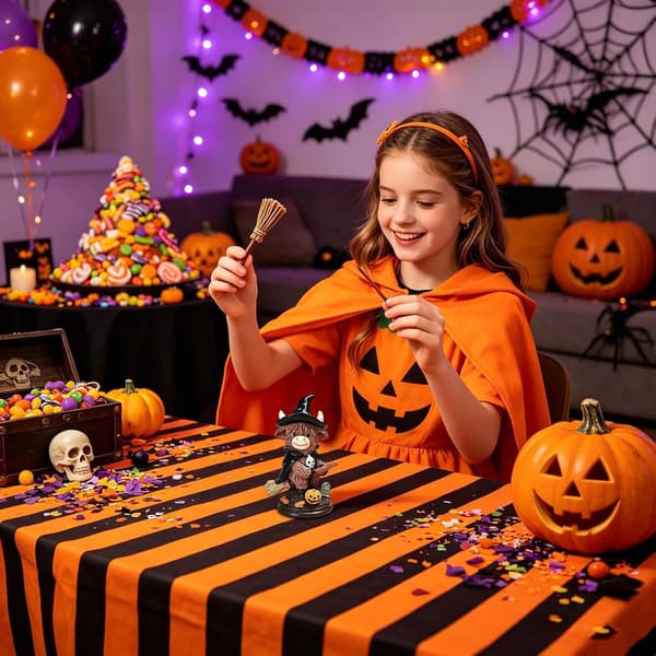 1 stk. Generisk Ko Halloween Dekoration Harpiksfigur Hekseko, 10,5 cm