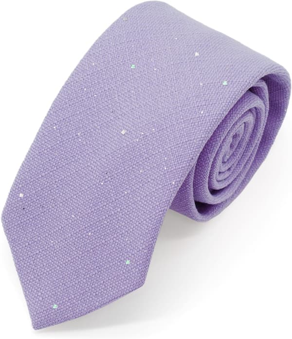 Glittrande slips enfärgad paljettslips för män klassisk glittrig slips perfekt bröllopsfest middag lila - Purple