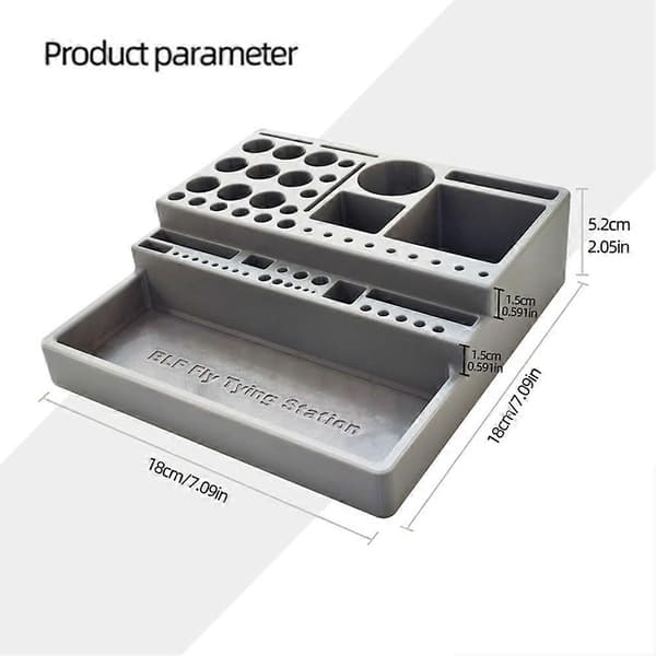 Fly Tying Kit Organizer Gift Compact Practical Fly Tying Tool Storage Rack for Beginners Fishermen Men Anglers (FMY) Gray Gray