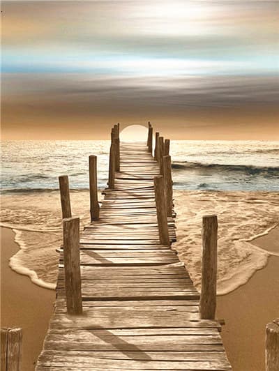 30x40cm 5D DIY Diamantmålning Full, J#Série de Paysages de Bord