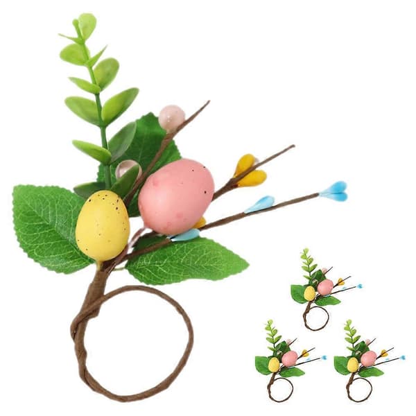 4 Pcs Easter Napkin Rings Rustic Style Napkin Buckles Festival Egg-shaped Napkin Holders