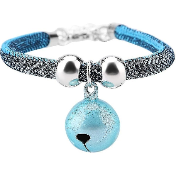 Japanese Style Cat Collar With Bell,nylon With Extension Chain Pet Feeding Accessories(blue)