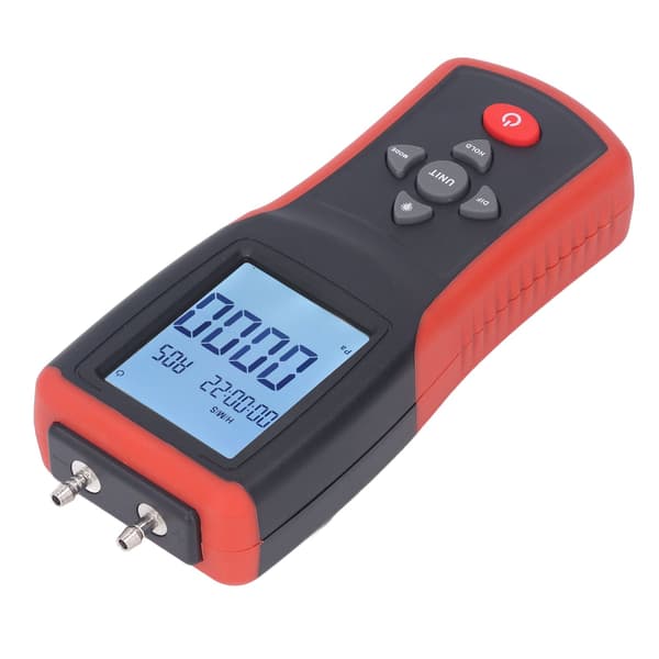 Digital Manometer with 12 Selectable Units, Multifunctional Digital Differential Pressure Gauge with Backlit LCD Screen