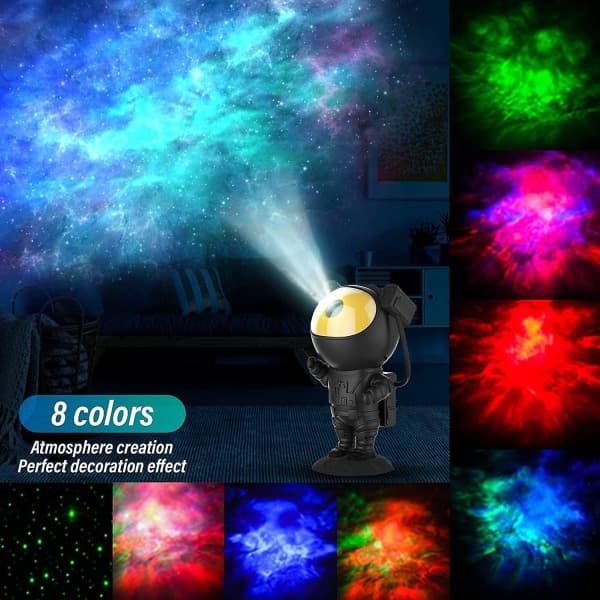 Astronaut Space Projector, Star Projector Night Light With 360° Rotation Magnetic Head, Remote Control, 15 Light Combinations, 8 Light Modes, For