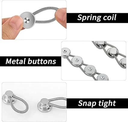 6 Pcs Collar Extenders for Men's Shirts, Comfortable Spring Alloy Button Extenders for Shirts, Suits, and Coats, Silver