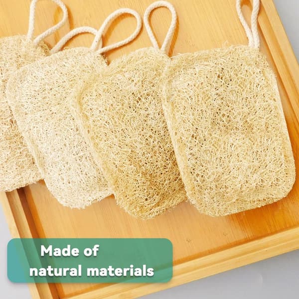 Organic Loofah Sponge, 6 Pieces, Biodegradable, Compostable, for Kitchen, Bathroom, Shower, Camping