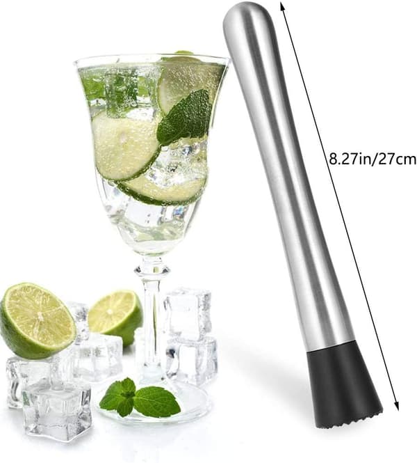 Xinlie Cocktail Muddler i rustfrit stål, cocktailredskab, cocktail drink muddler, lav en smag, 21 cm-tfrf