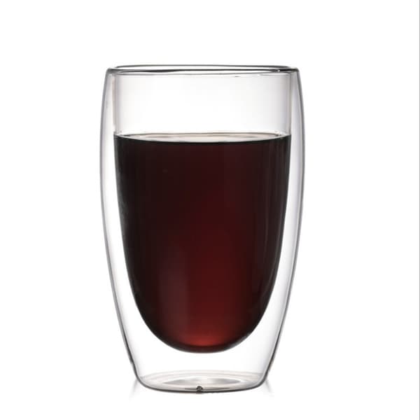 Dubbelväggig kaffemugg med handtag, isolerad kaffemugg, klar borosilikatglasmugg