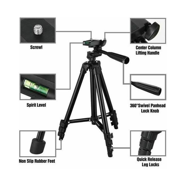 Smartphone Tripod, iPhone Tripod 42 inch 106 cm Lightweight Aluminum, Smartphone Camera Tripod (Black)