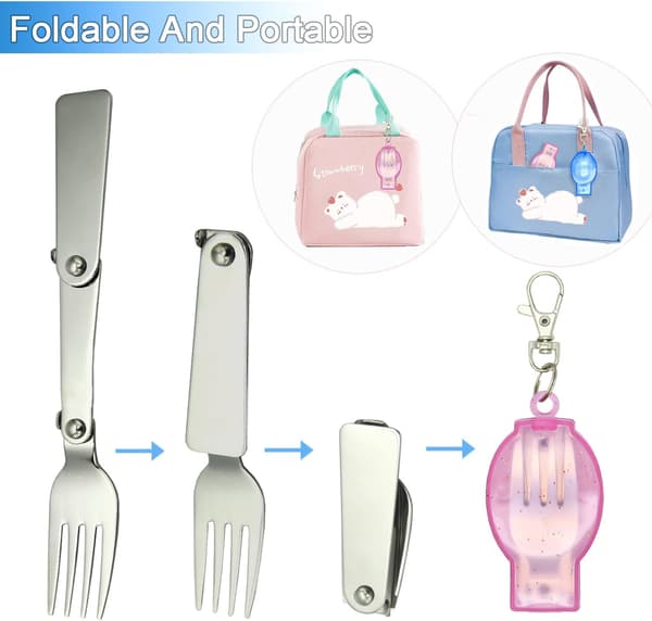 Folding Fork Set, Portable Travel Cutlery with Case - Compact Tableware for Camping, Picnics & Outdoor Dining
