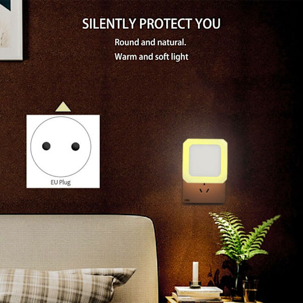 LED Night Light for Children, Night Light Socket with Dusk Sensor, Steplessly Adjustable Brightness, Bedroom, Warm White