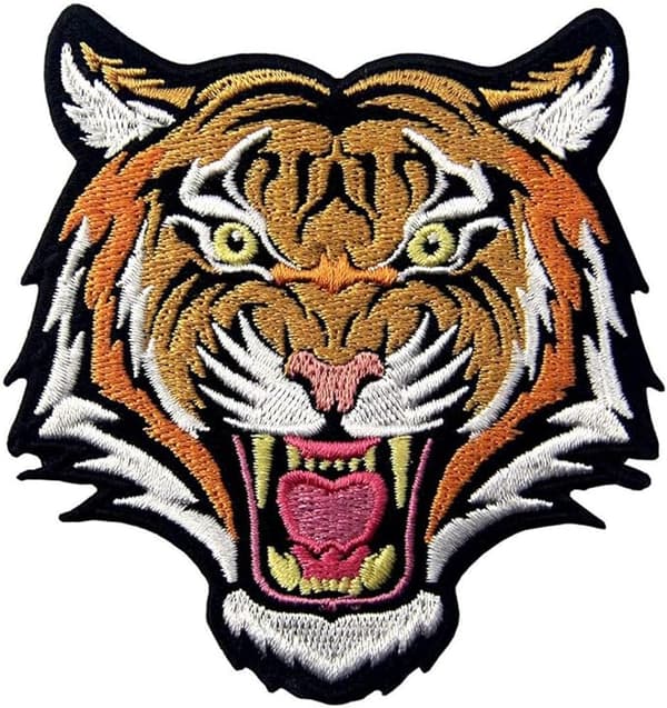 Taktisk broderet tigerhoved-patch, dyrebroderet mærke, velcro