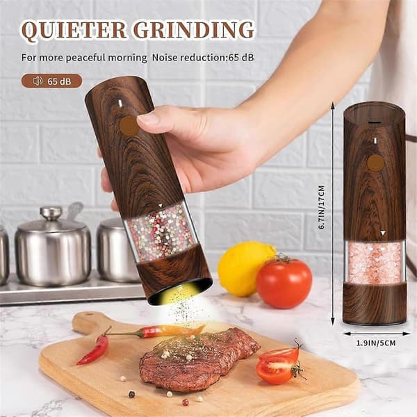 Electric Salt and Pepper Grinder Set - Automatic Pepper and Salt Mill Refillable with 6 Adjustable Coarseness Settings (FMY) As Shown As Shown