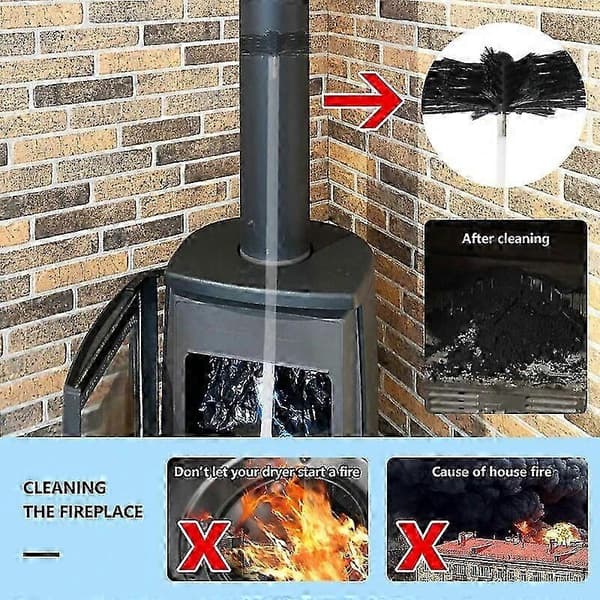 Long Flexible Handle 100/150/200mm Rotating Chimney Brush for Chimney, Dryer Vent & Fireplace