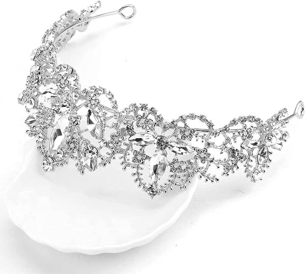 Crystal Tiara Crown, Copper Zircon Rhinestone Crown Tiara Encrusted