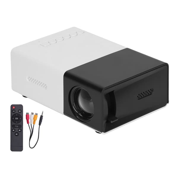 Mini Projector Built-in Speakers Diffuse Reflection Imaging Black 1080P Portable Movie Projector 100‑240V US Plug