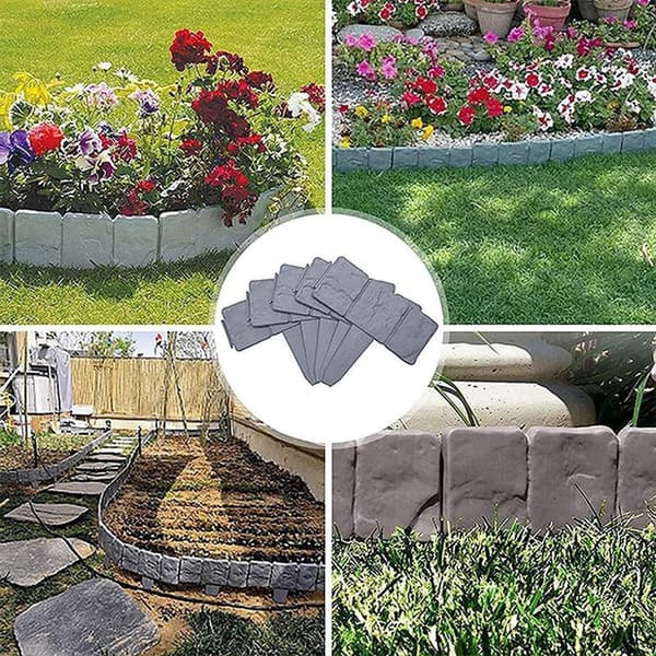 Hagegjerde Kant Plast Stein Effekt Blomsterbed Plen Plante Dekorative Kantpaneler 5 STK
