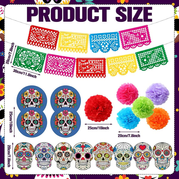 19 stk Day of the Dead Golfbilpynt Dia De Los Muertos -
