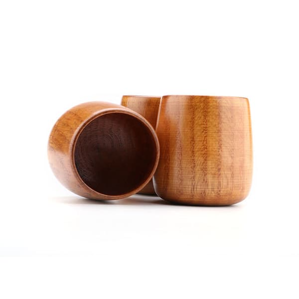 3 stk Håndlagde naturlige trekopper 8x6,5cm