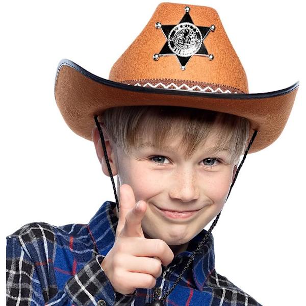 Sheriffhat til børn, brun, one size