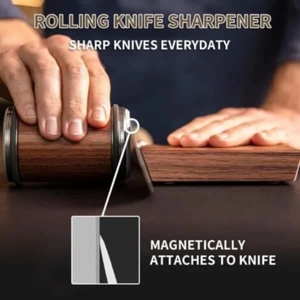 Knife Sharpener with Rollers, Industrial Diamond and Ceramic, 15 and 20 Degree Sharpening System for Kitchen Knives, Brown