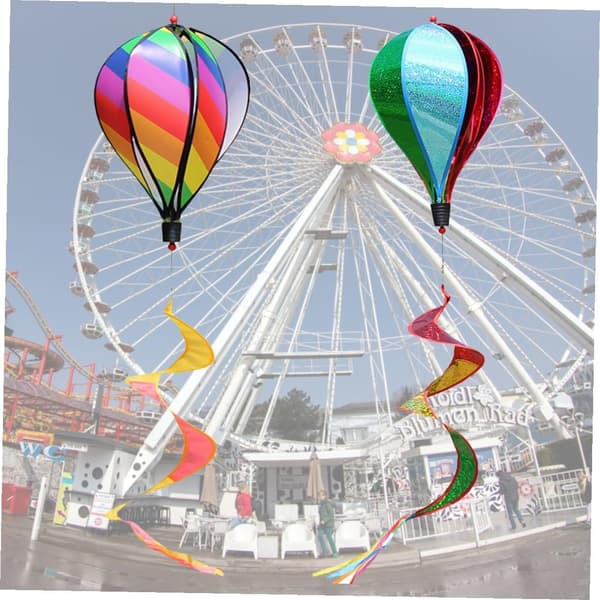 vindklokke regnbue varmluftsballon 1 stk. roterende plast til haven -