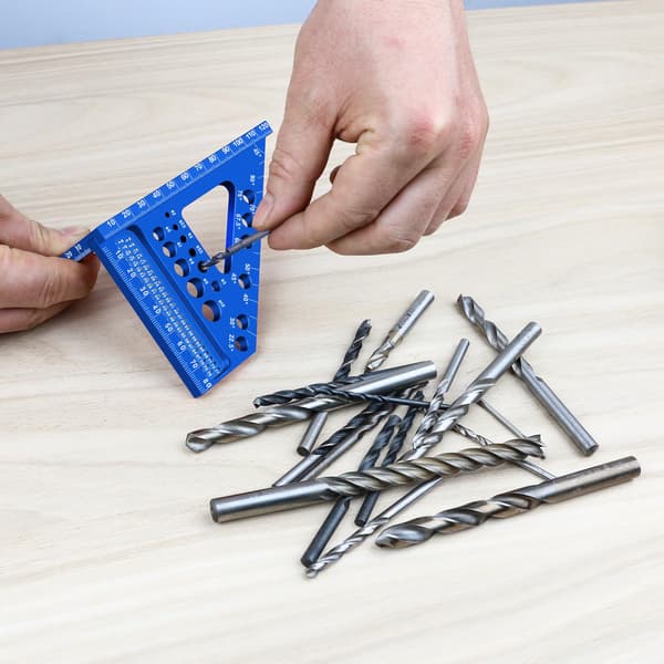 Metrisk Universal Tømrer Vinkel med Vinkelstift, Aluminiumlegering 22,5-90 Grader, Centimetergradering (blå)