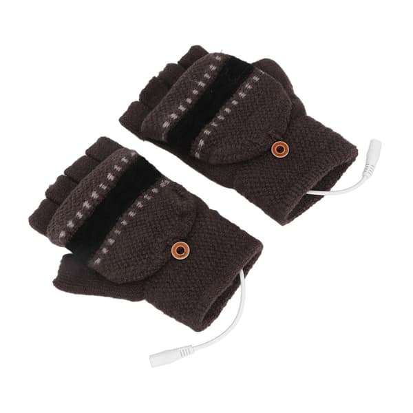 Half-finger Heated Gloves Double-sided Heating Warm Full-finger and Half-fingerless USB Heating Gloves for Typing and Gaming, Gray