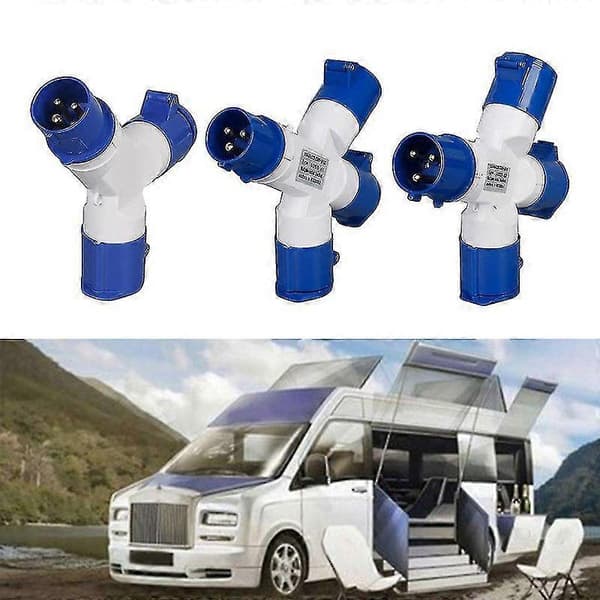 16A Campingvogn Enkel Til 2/3-veis Elektrisk Tilkobling Splitter Adapter
