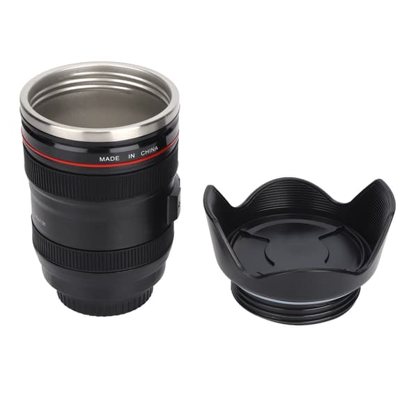 Simulation Camera Lens Cup Stainless Steel Coffee Cup Mugs with Retractable Lid Photographer Lover Gift