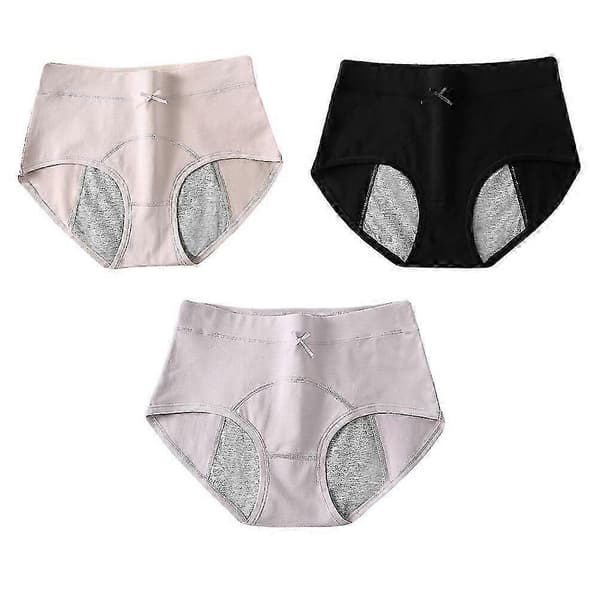 3 stk 1 sett lekkasjesikre menstruasjonstruser fuktabsorberende periodeunderbukser (M) M M