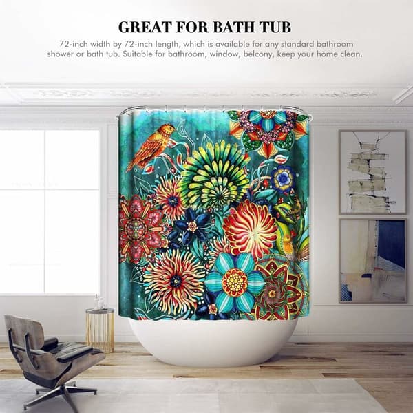 Stoffdusjforheng, kraftig vanntett tykt polyesterdusjforheng for dusjer, boder og badekar, 72\" x 72\" Boho-stil