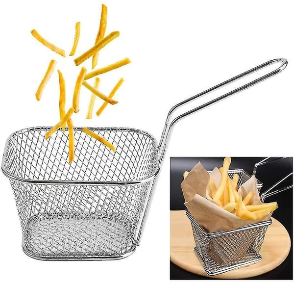 8-pak mini friturekurve, rustfrit stål til pommes frites, kylling og små fødevarer-FA-