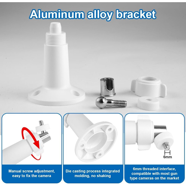 Camera Wall Mount - Adjustable Metal Security Mount - 10*5.5 cm - for Balcony, School, Office - White