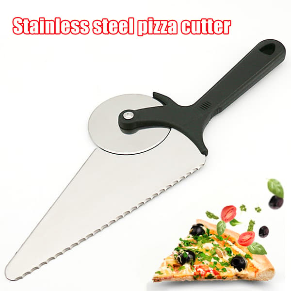 Pizzarivejern i rustfritt stål Kjøkkenbaking Multifunksjonsrulle Pizzaspade Kakespade Bakeform Pizzaskjærer