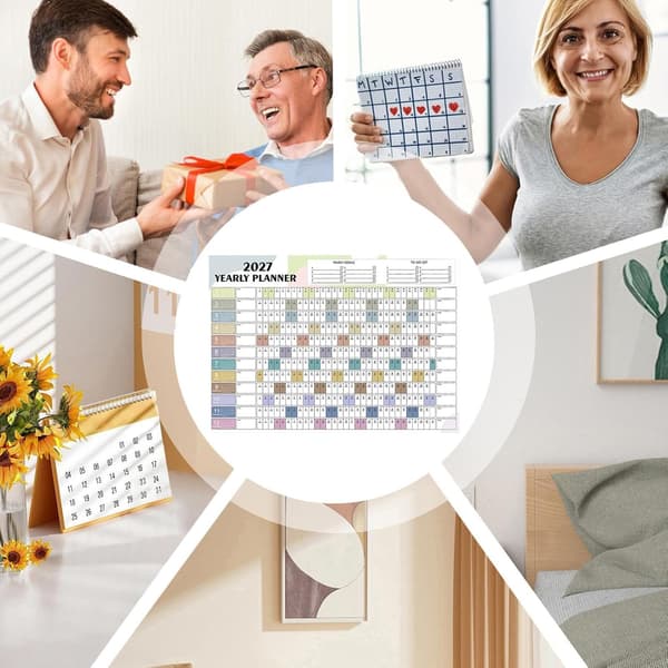 veggkalender 2027 - 12 måneder, dobbeltsidig, tykk planlegger, 100 g -