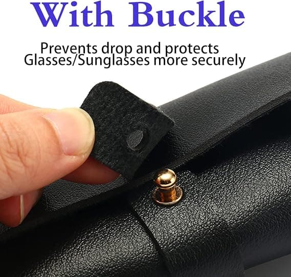 Portable Leather Glasses Case, Soft Protective Eyeglass Pouch with