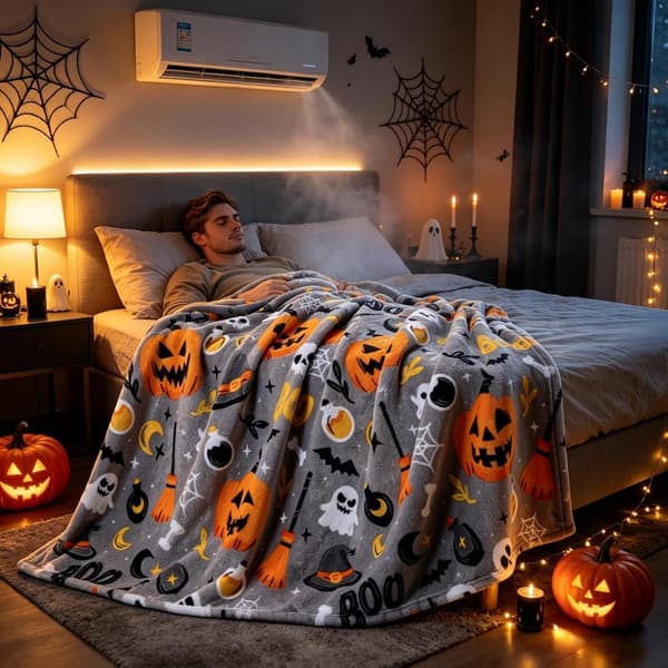 Halloween-tæppe af flannel, blødt og maskinvaskbart 100 x 130 cm C 100 X 130 Cm C