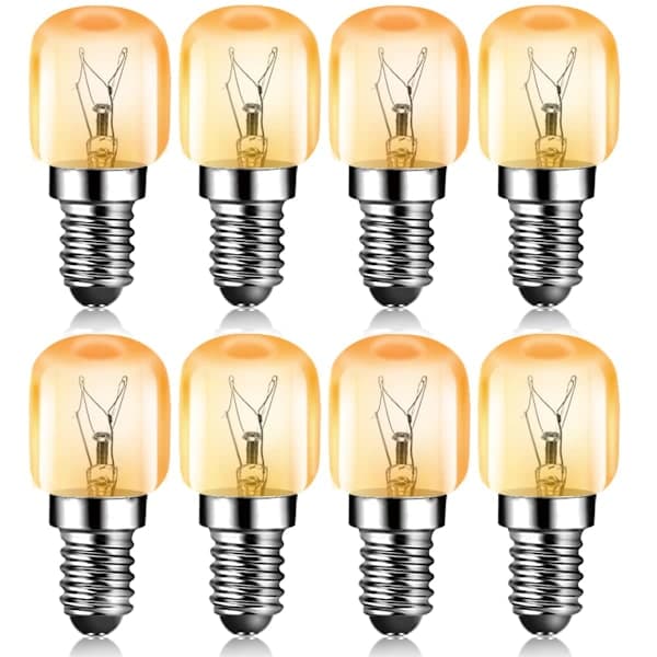 15W E14 Light Source 2700K 70LM Small Screw Cap Pygmy Bulbs for Oven, 8-Pack