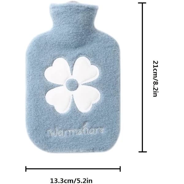Varmeflaske med lokk, 500 ml, liten, bærbar, mini varmeflaske, perfekt gave til kvinner, eldre og barn (blå)-tfrf