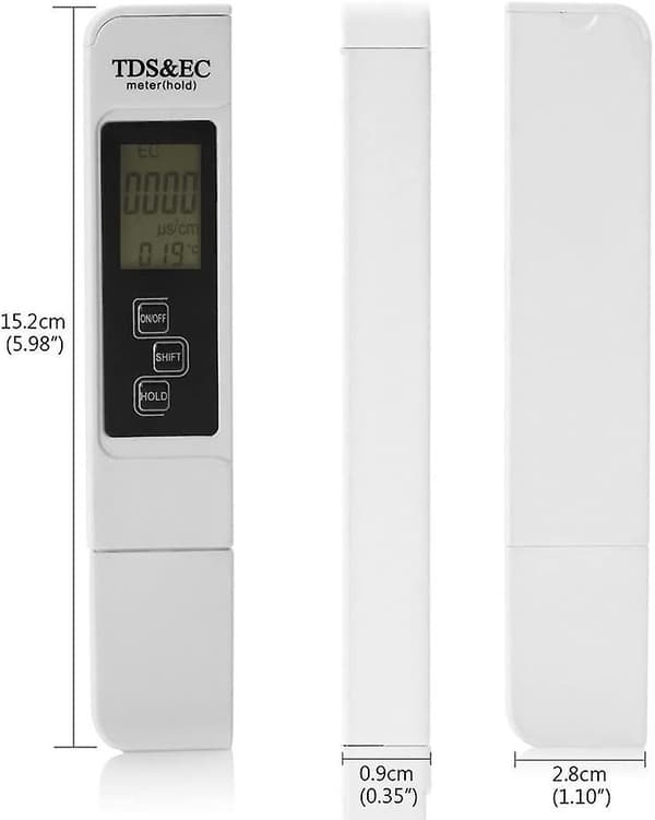 3-i-1 Multifunksjonell TDS-måler: Digital TDS-, EC- og temperaturmåler med stor LCD-skjerm for drikkevann og hydroponikk