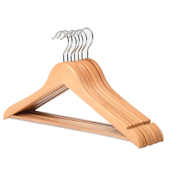 Trä No Marks Hanger Heavy Duty Klädförvaring Stativ för Home Hotel 5pcs 5pcs