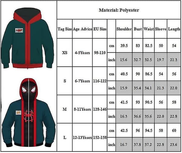 Barn Vers Miles Morales Cosplay Spiderman Jakke Kåpe Hettegensere 4-13 År