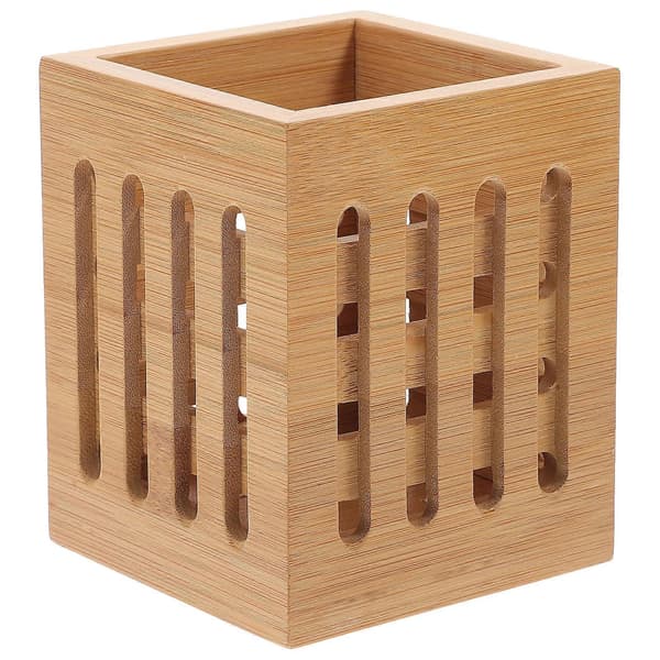 Bamboo Chopsticks Holder Hollow Cutlery Organizer Dishware Drying Rack Kitchen Utensil Storage Bucket