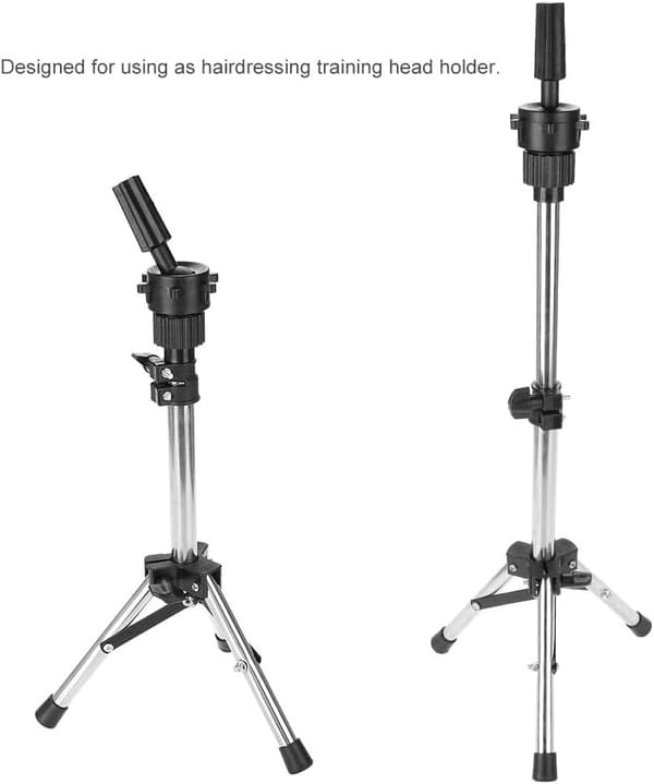 Wig Head, Adjustable Sport Head Hair Stand (Silver)